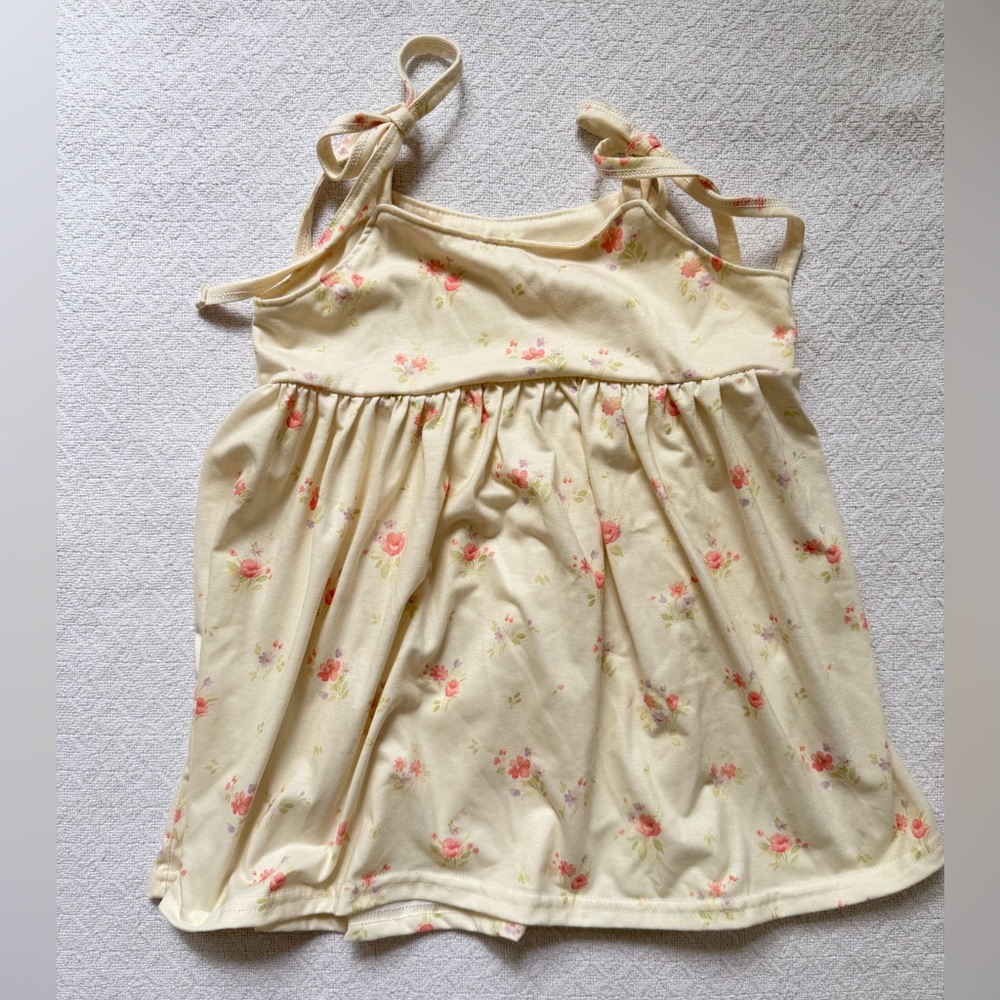 Abby & Evie Soft Yellow Dainty Floral Tie-Shoulder Tank Top